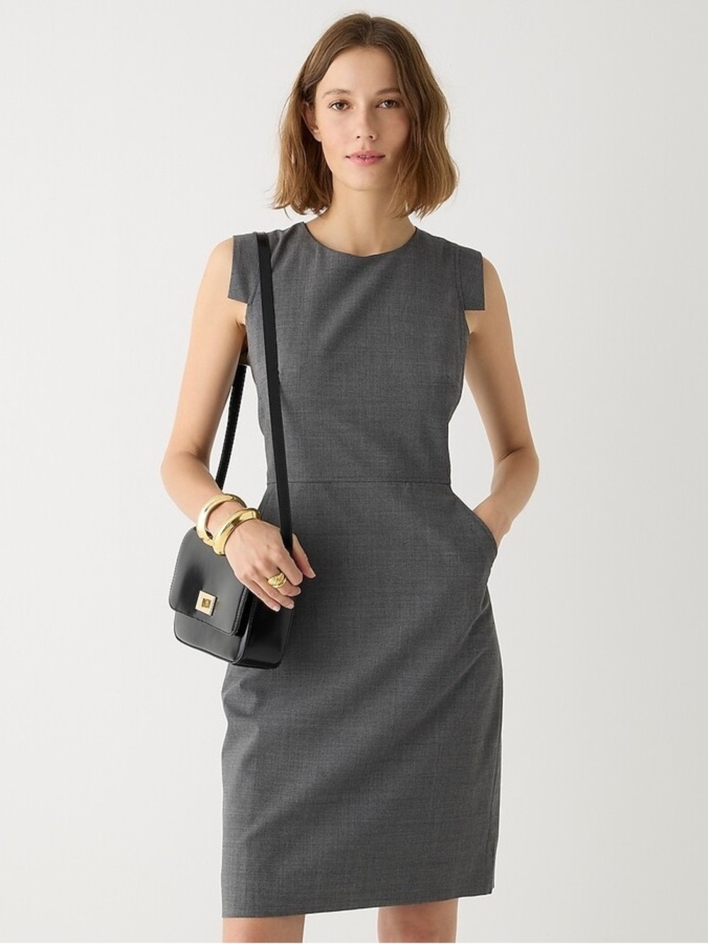 J.Crew Resume Dress in Heather Grey Stretch Wool Size 6 - Picture 2 of 11